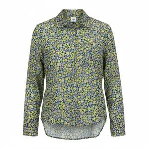 CAbi Get Together Top Floral Mesh Chartreuse Lilac Teal Size Medium Vibrant Bold